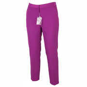 MARINA RINALDI Women Trousers EU48 Purple Thin Zip Fly Cropped Classic