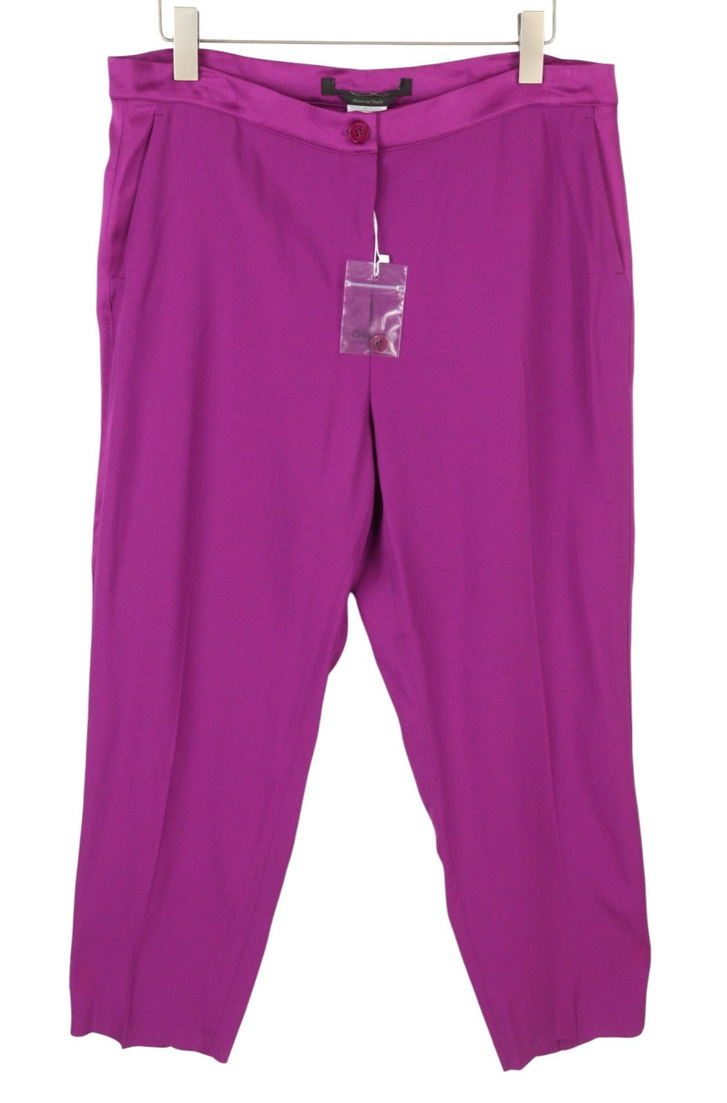 MARINA RINALDI Women Trousers EU48 Purple Thin Zip Fly Cropped Classic