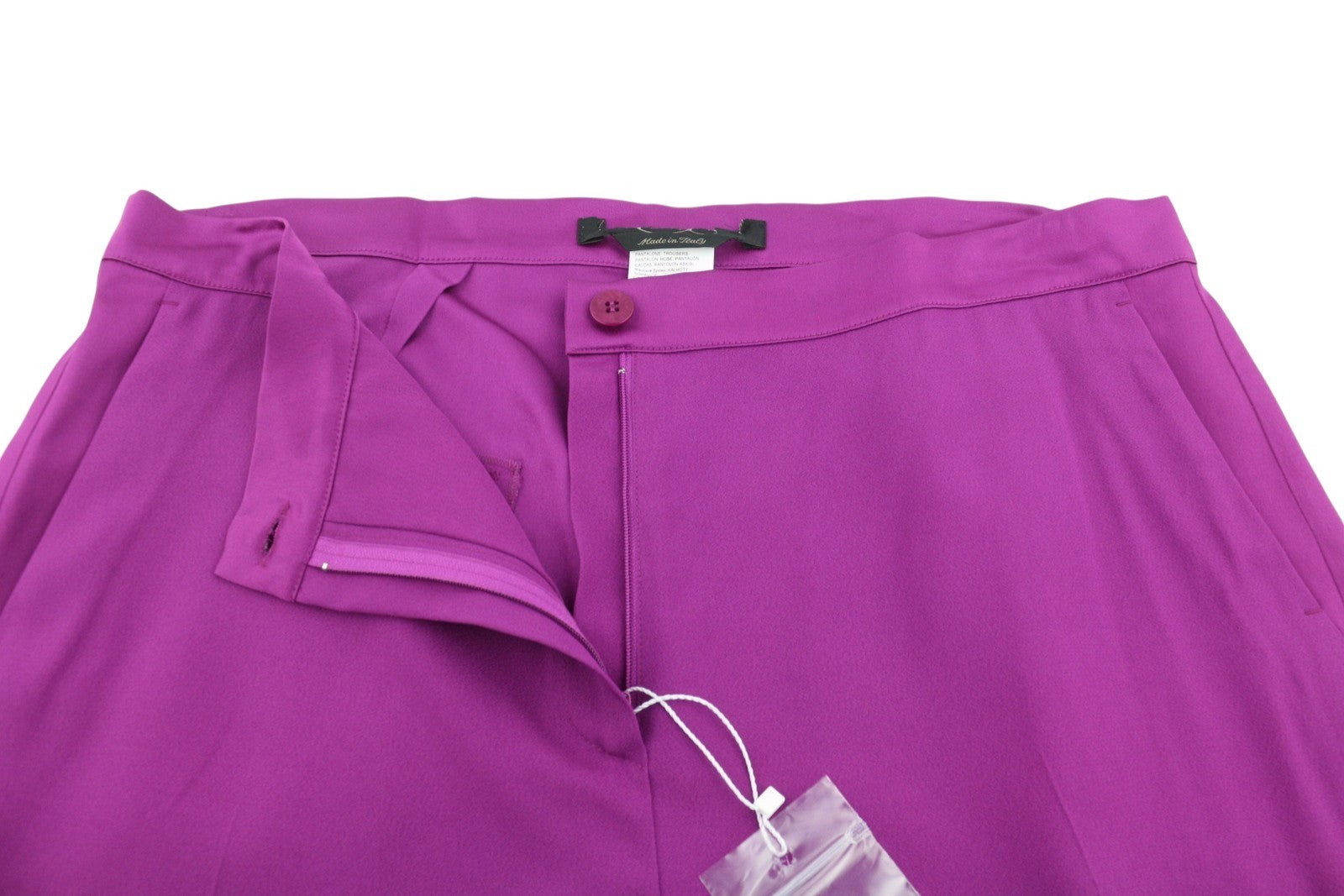 MARINA RINALDI Women Trousers EU48 Purple Thin Zip Fly Cropped Classic