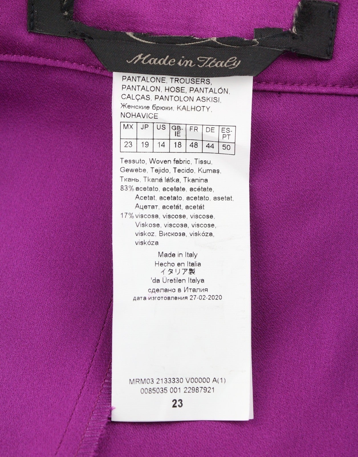 MARINA RINALDI Women Trousers EU48 Purple Thin Zip Fly Cropped Classic