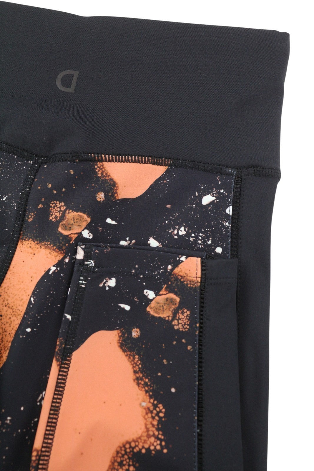 DESIGUAL Flore Women Leggings S Black Mineral Digital Print Cropped Stretch