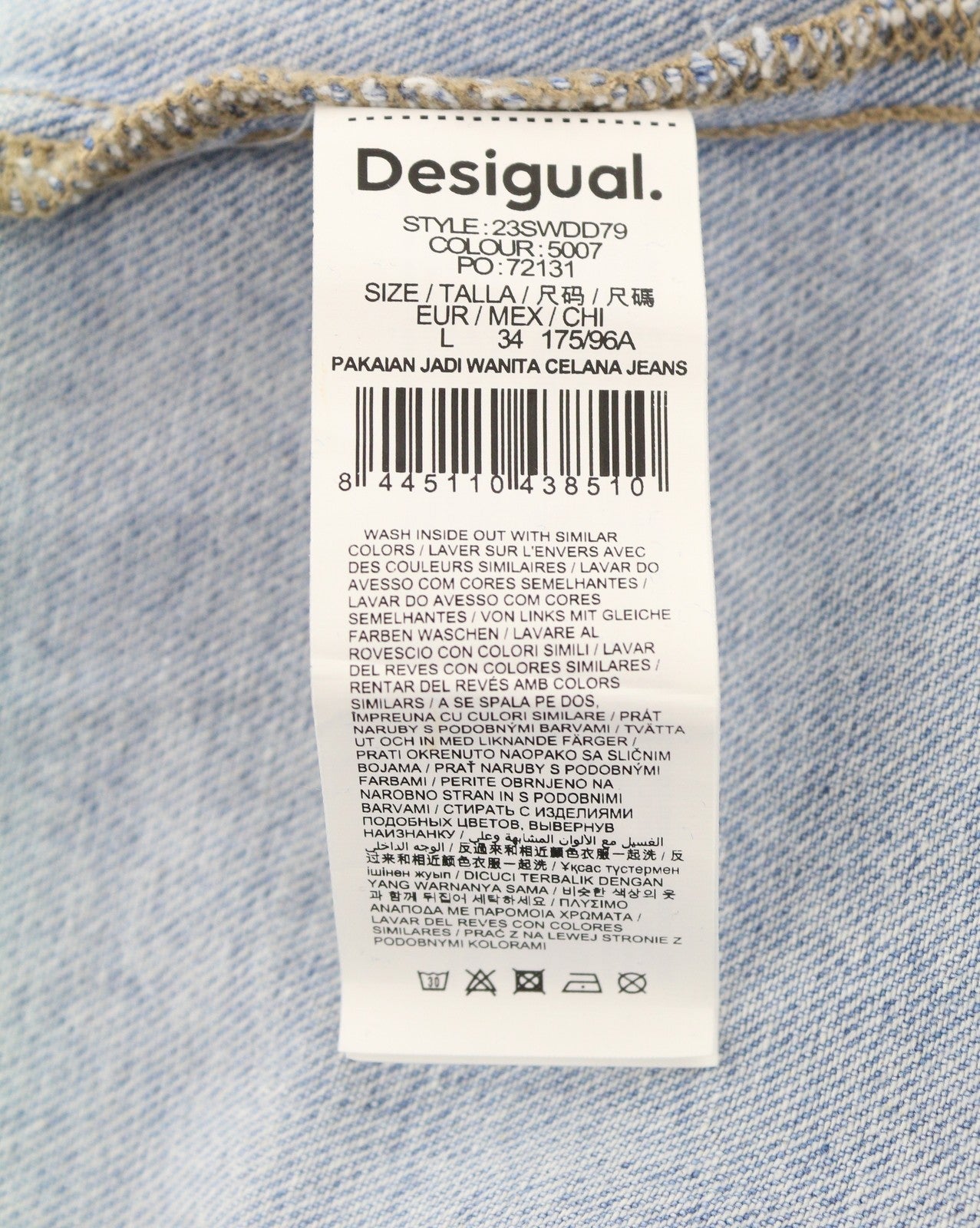 DESIGUAL Denim Marte Women Jeans L W32 Blue Fade Wide Leg Side Pleats