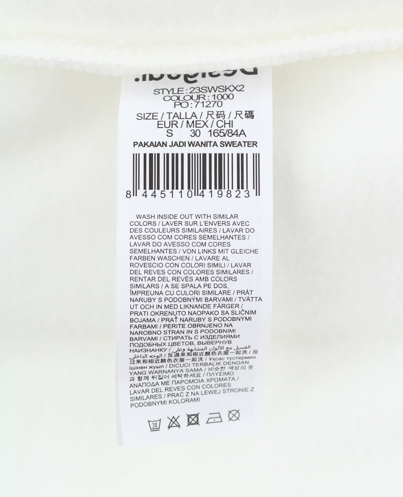DESIGUAL Maker Women Sweatshirt S White Glitter Embroidered Crew Pull On