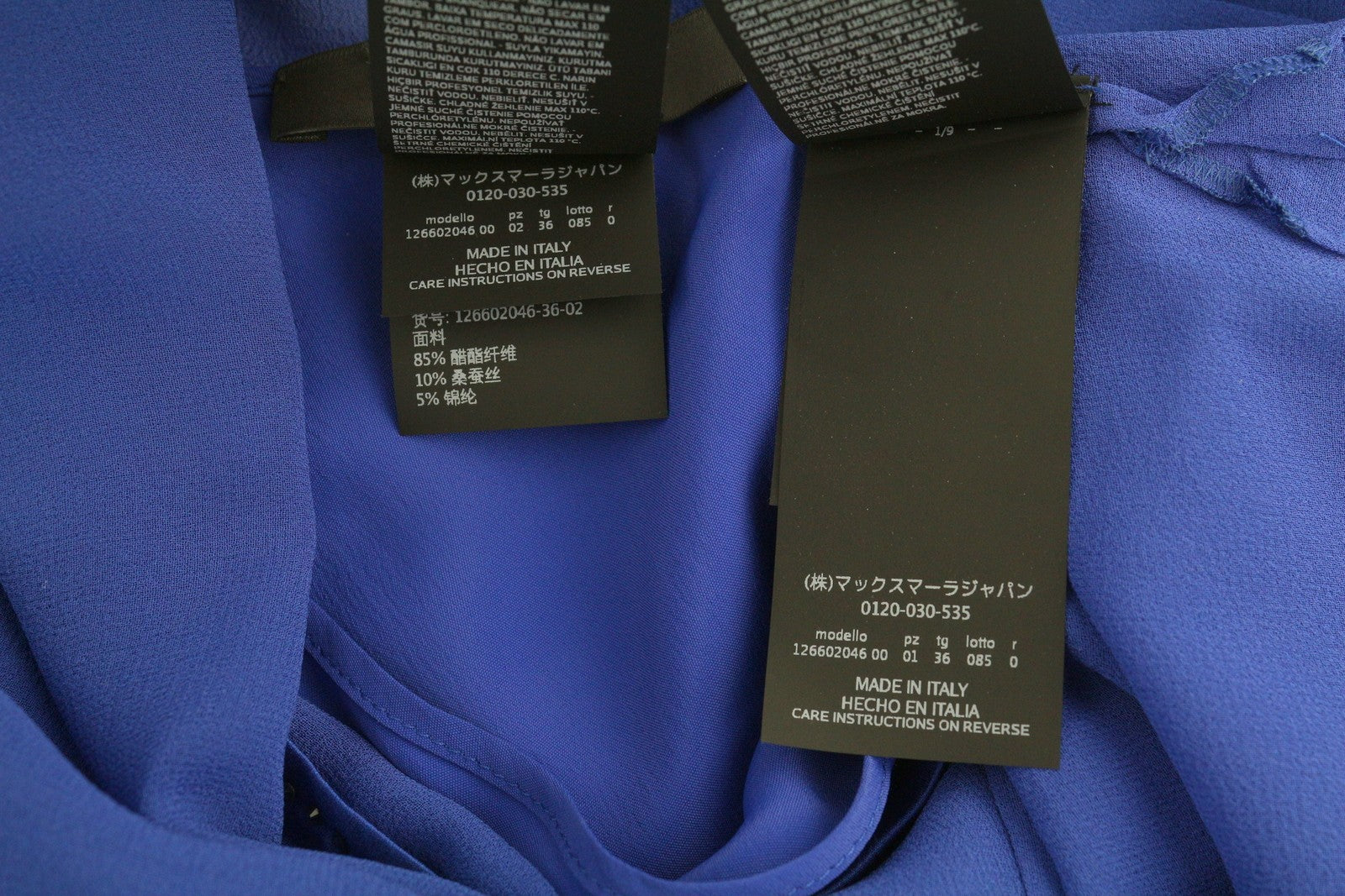 MAX MARA Women Blouse EU34 XS Blue Silk Rhinestone Detail Long Sleeve 2in1