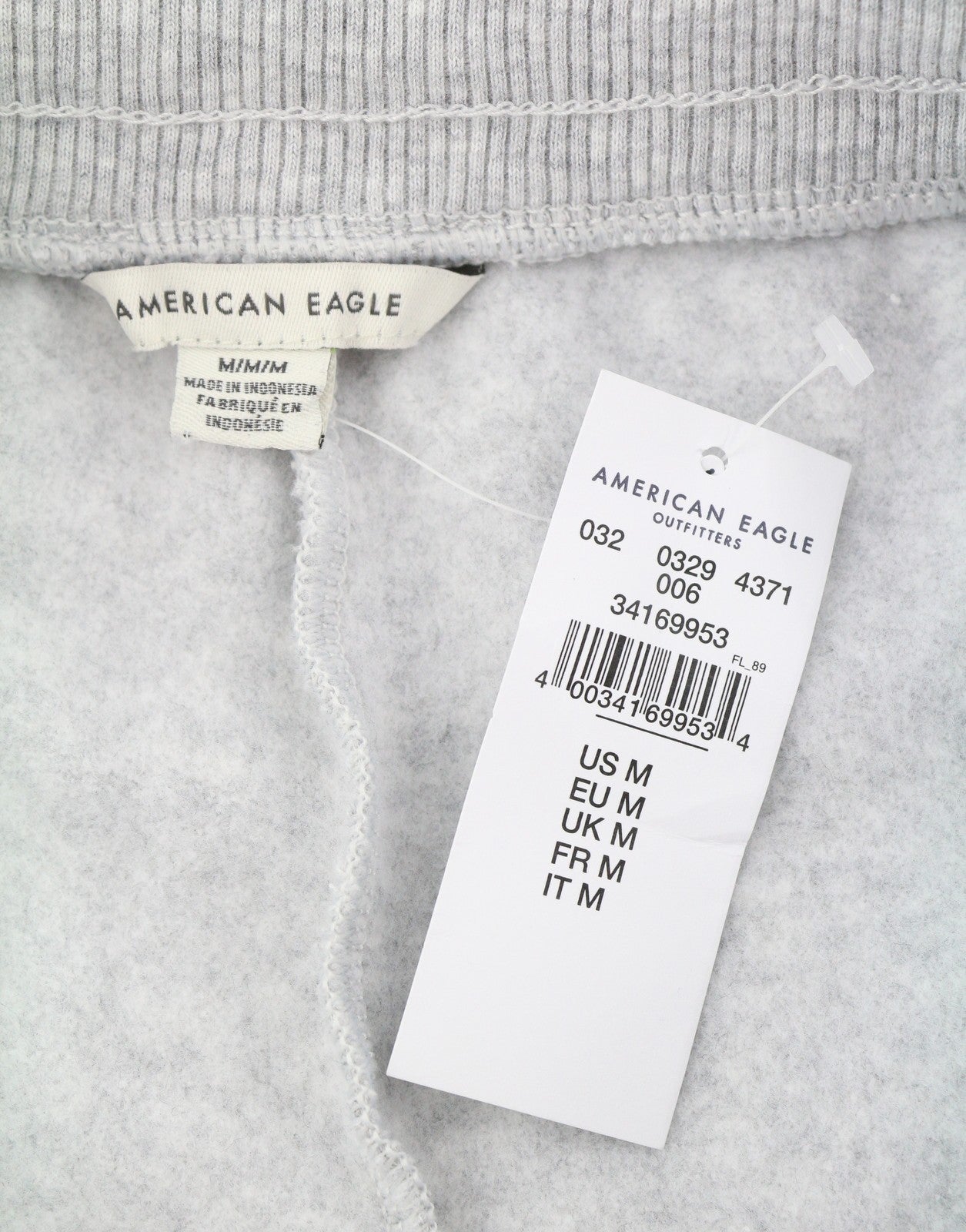 AMERICAN EAGLE OUTFITTERS Men Trousers M Grey Melange Drawstring Sweatpants