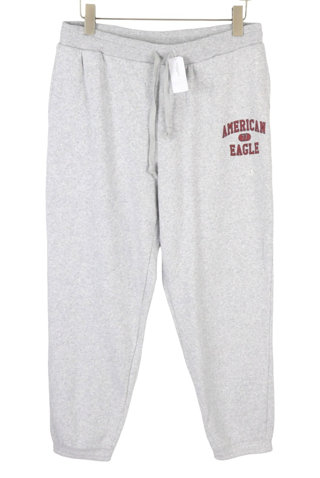 AMERICAN EAGLE OUTFITTERS Men Trousers L Grey Melange Drawstring Joggers