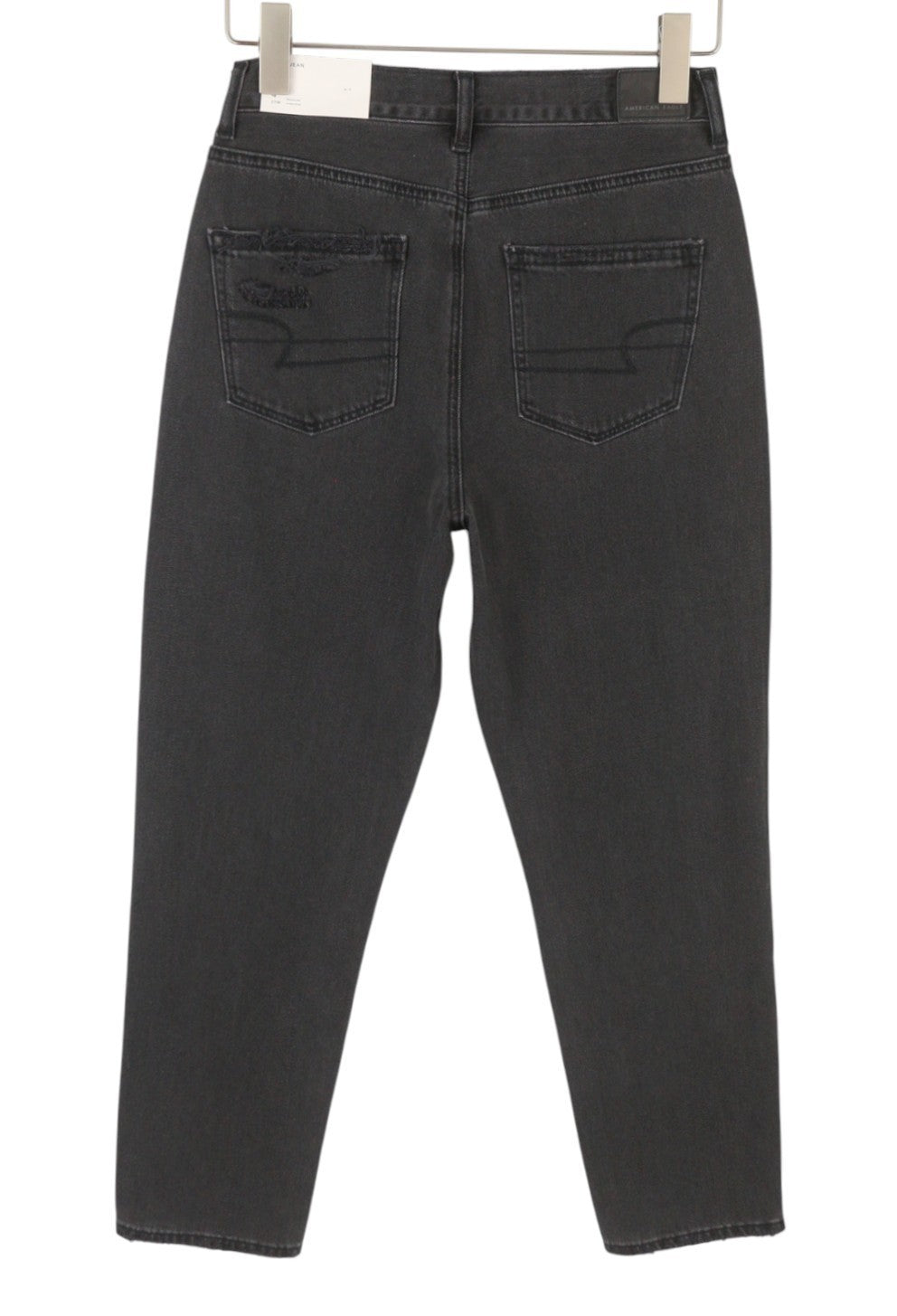 AMERICAN EAGLE OUTFITTERS Mom Black Blaze Women Jeans W27 Black Ripped Denim