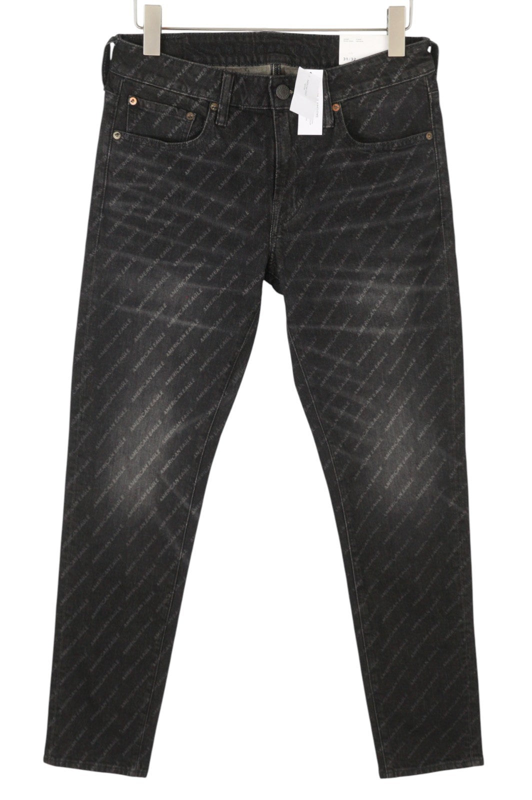 AMERICAN EAGLE OUTFITTERS Skinny Black Wash Men Jeans W31/L32 Logo Print