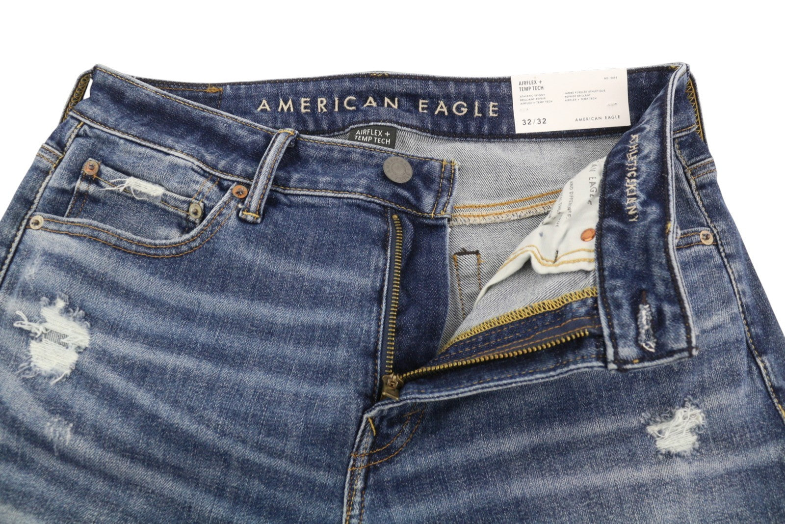 AMERICAN EAGLE OUTFITTERS Airflex+Temp Tech Men Jeans W32/L32 Ripped Skinny