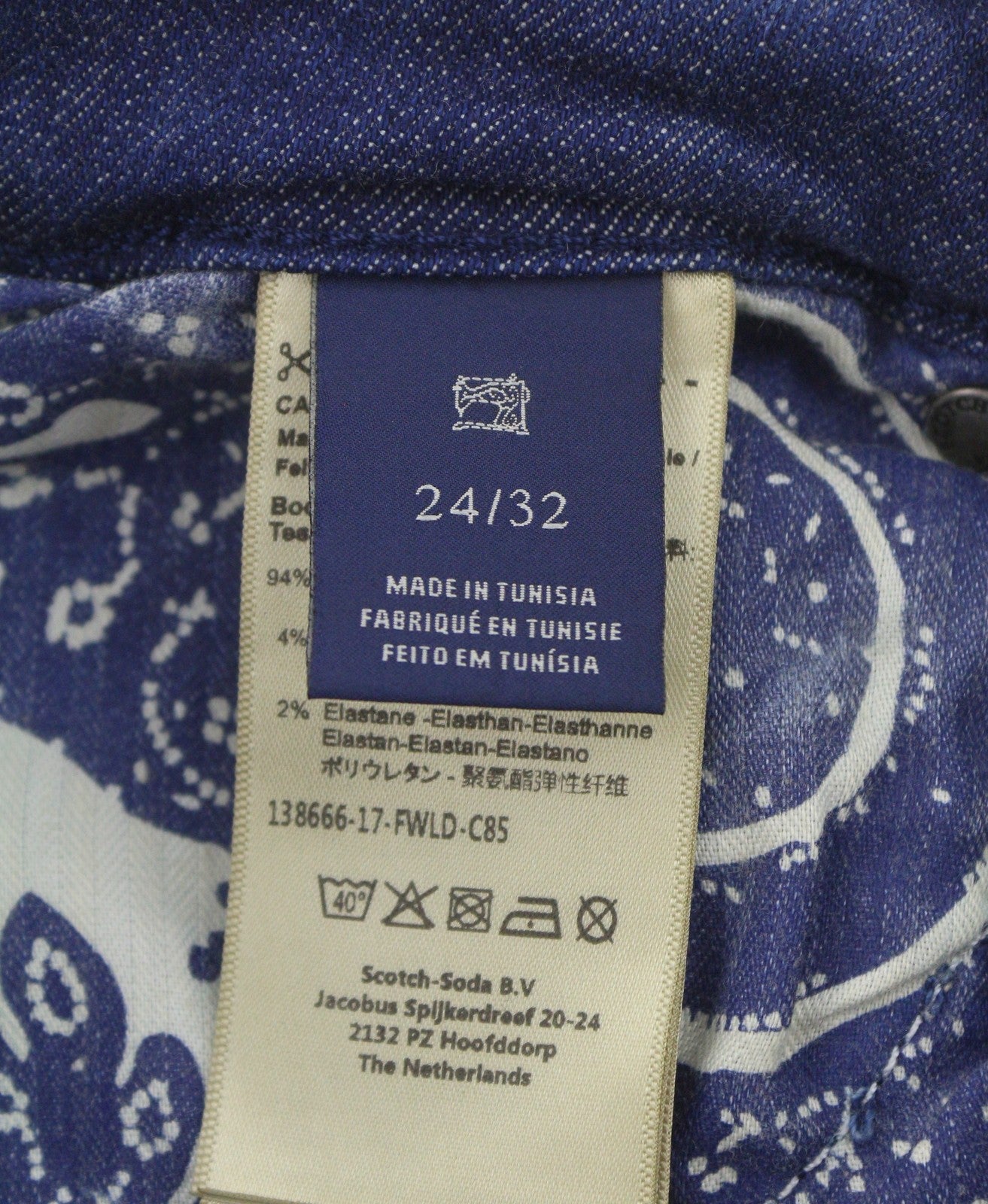 SCOTCH & SODA Supreme Women Jeans W24/L32 Blue Whiskers Faded Slim Straight Fit