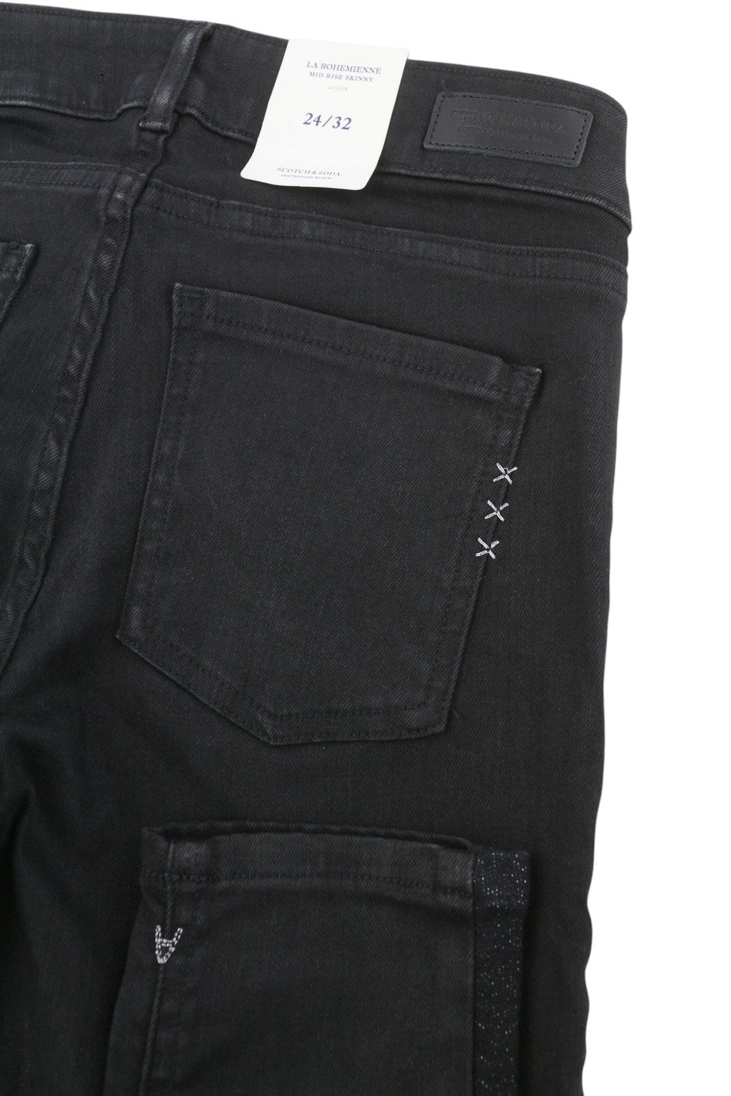 SCOTCH & SODA La Bohemienne Women Jeans W24/L32 Black Coated Look Skinny