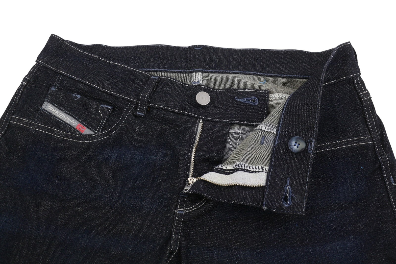 DIESEL Livier-s 084QI Women Jeans W29 Dark Blue Whiskers Low Waist Slim
