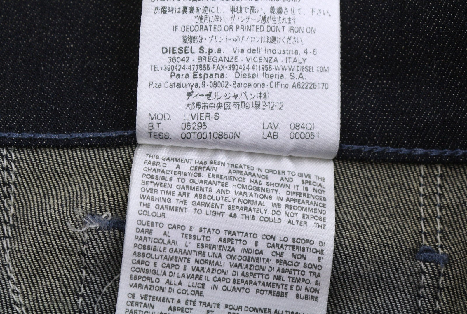 DIESEL Livier-s 084QI Women Jeans W29 Dark Blue Whiskers Low Waist Slim