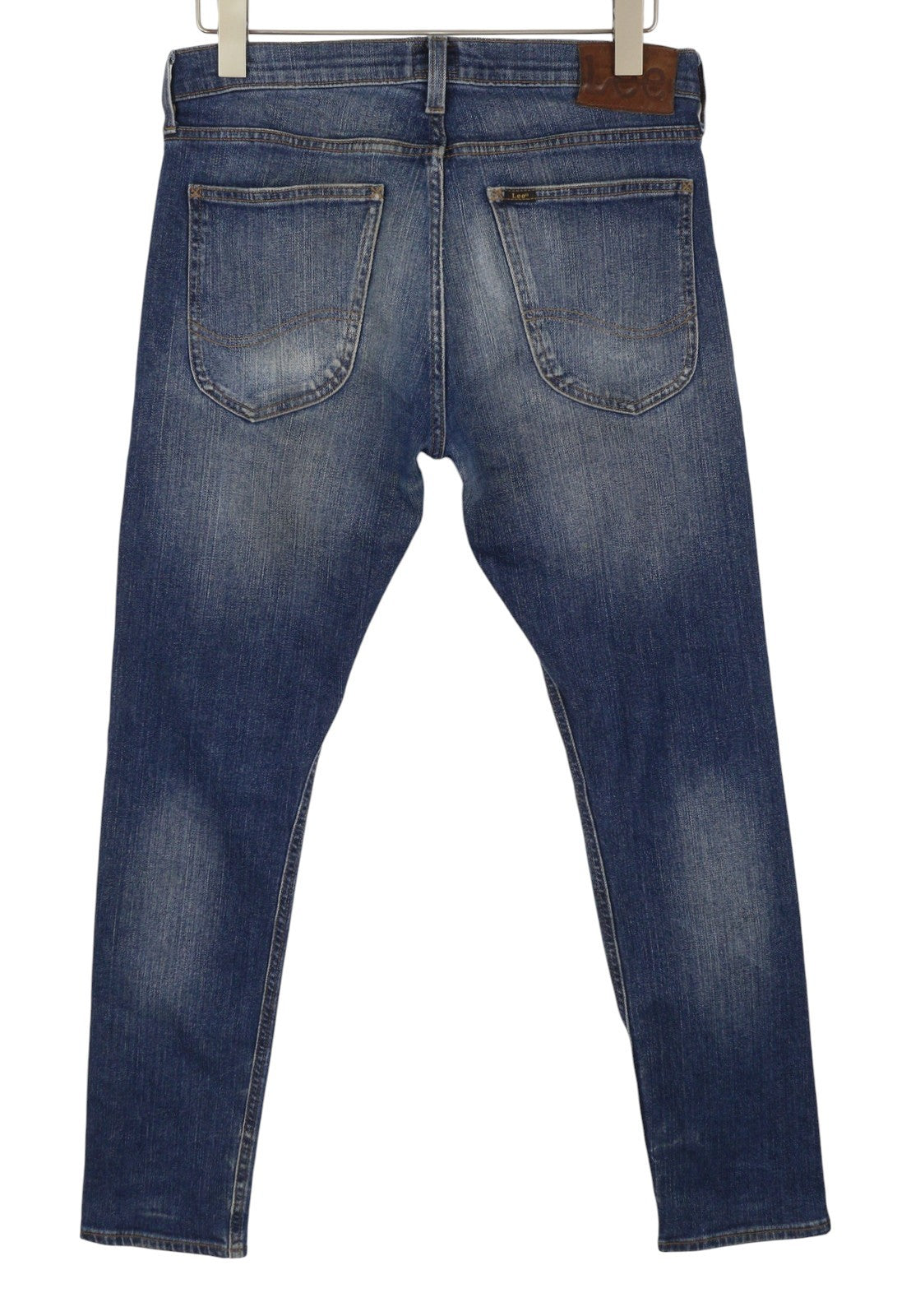 LEE Luke Men Jeans W31/L32 Blue Whiskers Faded Distress Slim Tapered