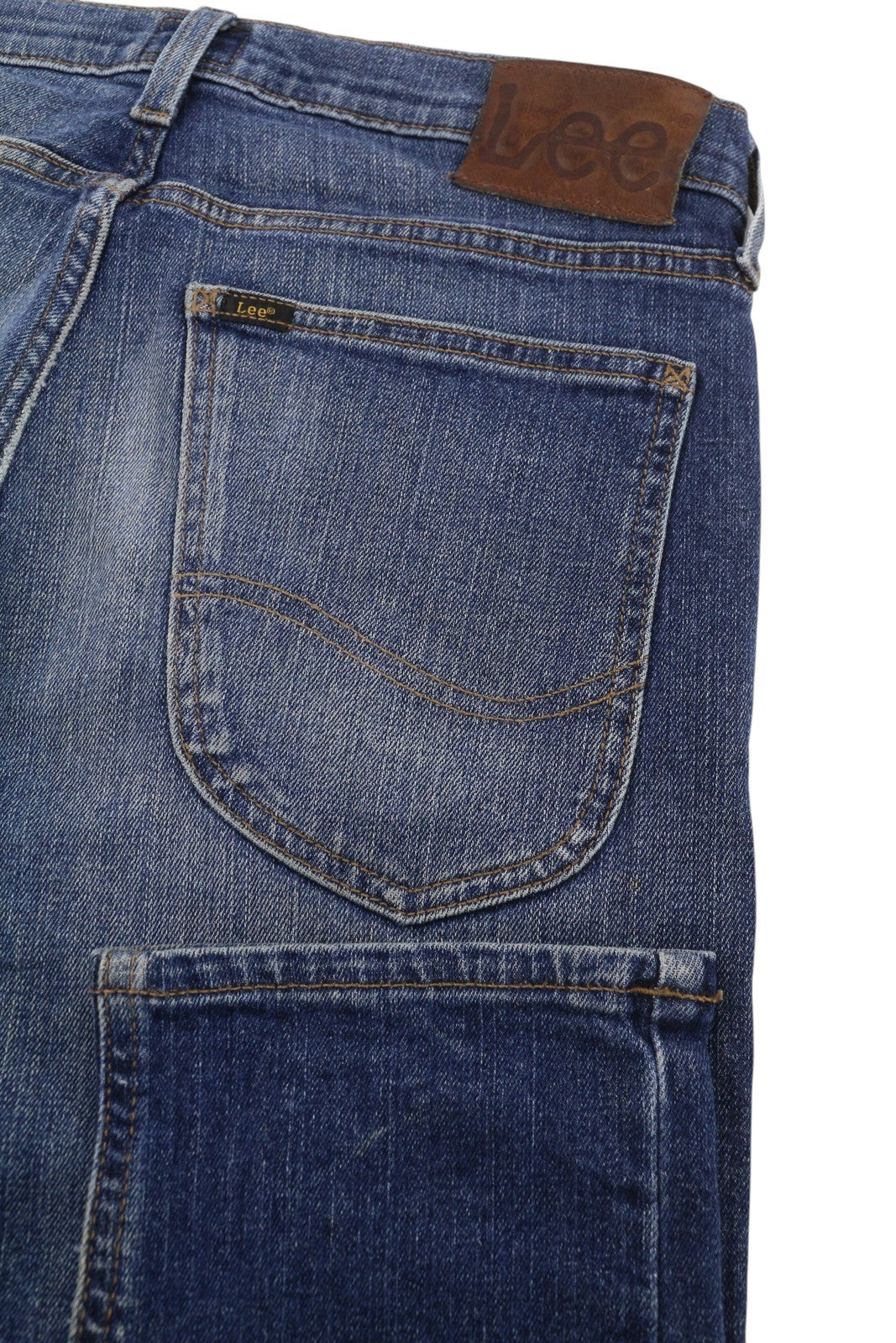 LEE Luke Men Jeans W31/L32 Blue Whiskers Faded Distress Slim Tapered