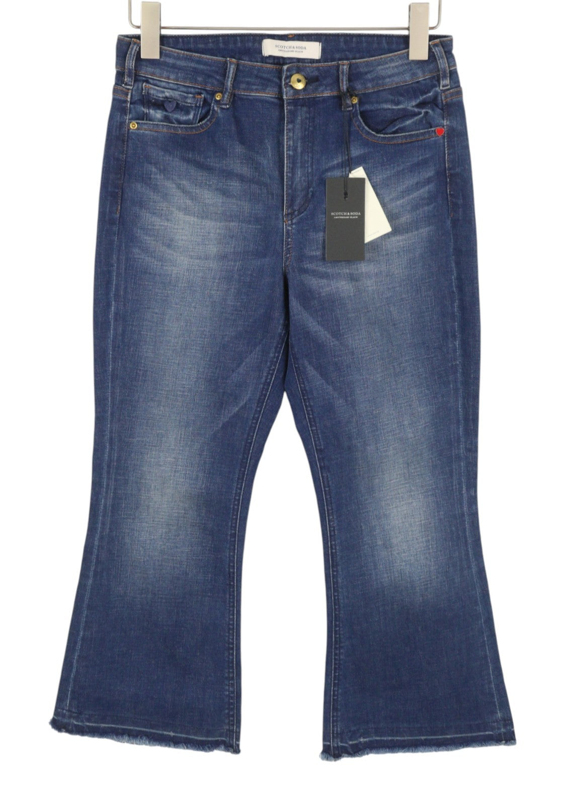SCOTCH & SODA Women Jeans W30/L30 Blue Whiskers Faded Cropped Flared Fit