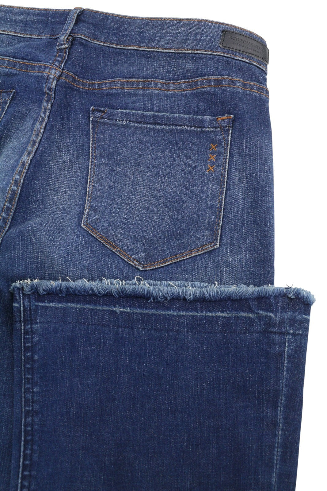 SCOTCH & SODA Women Jeans W30/L30 Blue Whiskers Faded Cropped Flared Fit