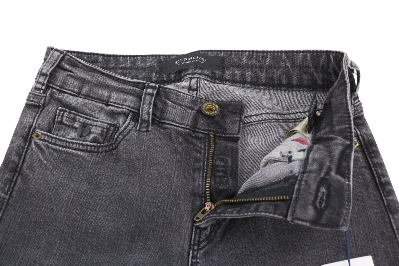 SCOTCH & SODA Supreme Women Jeans W24/L32 Grey Faded Distress Slim Straight Leg