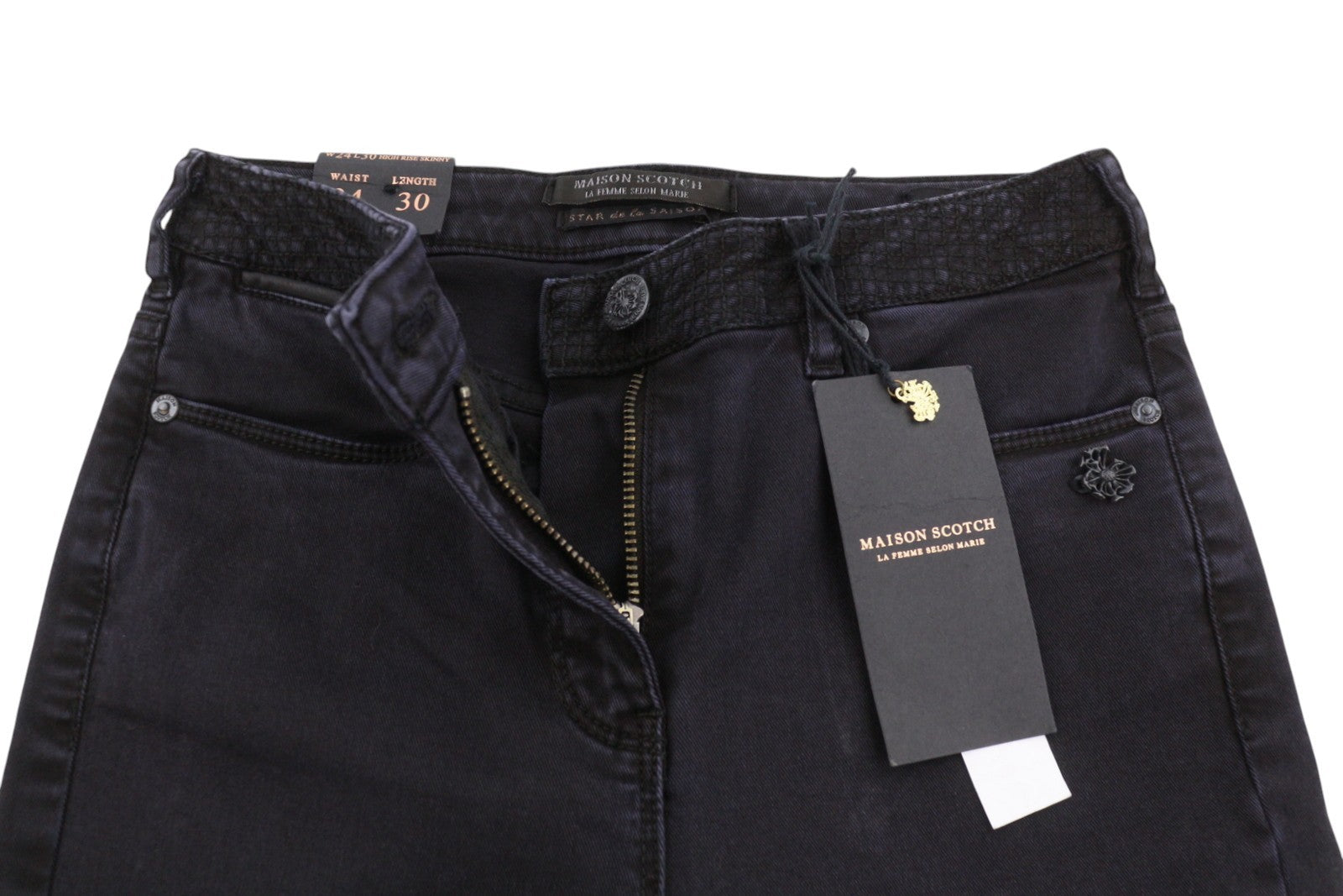 MAISON SCOTCH Haut Women Jeans W24/L32 Black Stretch High Rise Skinny Fit
