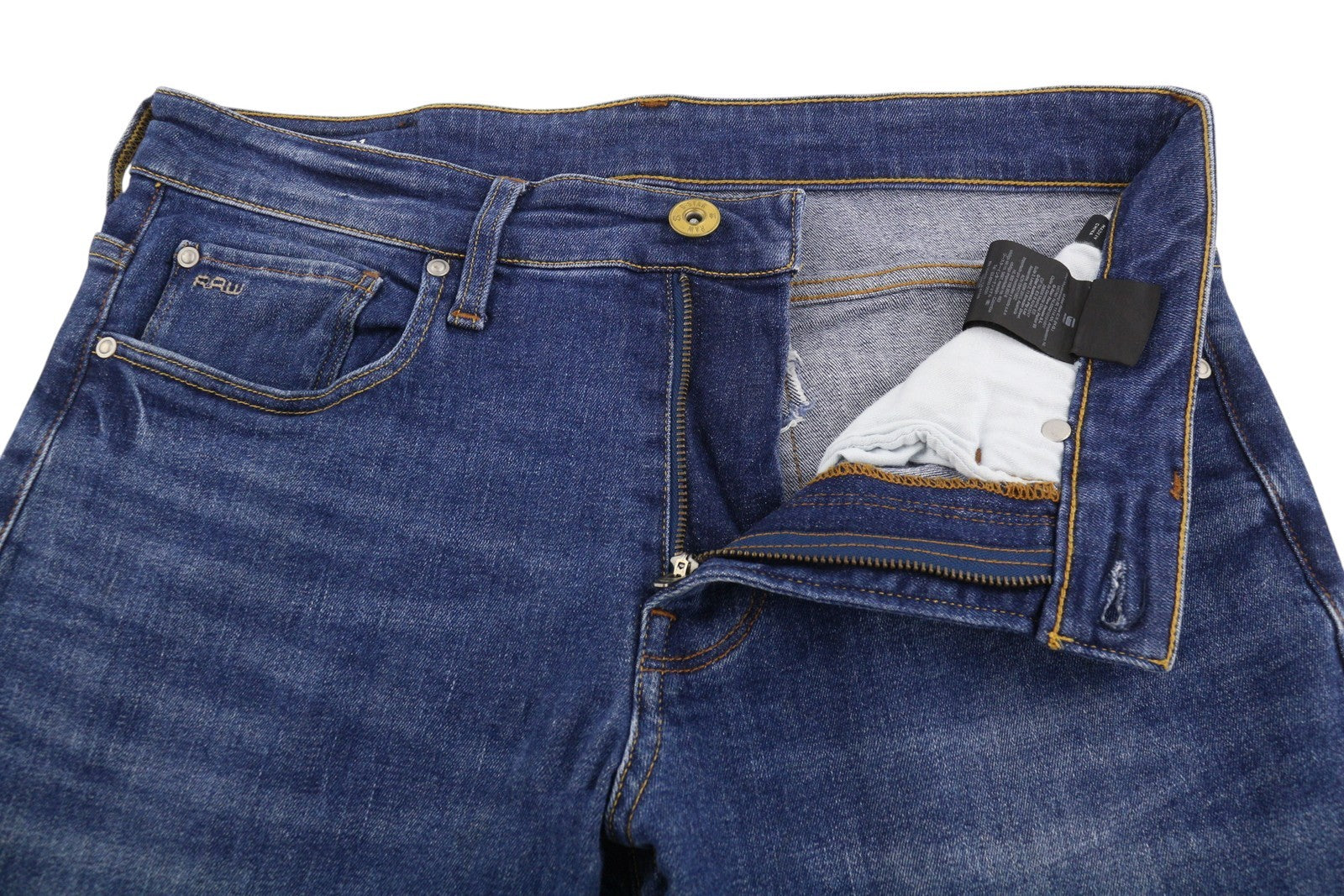 G-STAR 3301 Skinny Men Jeans W32/L34 Blue Whiskers Faded Stretch Denim