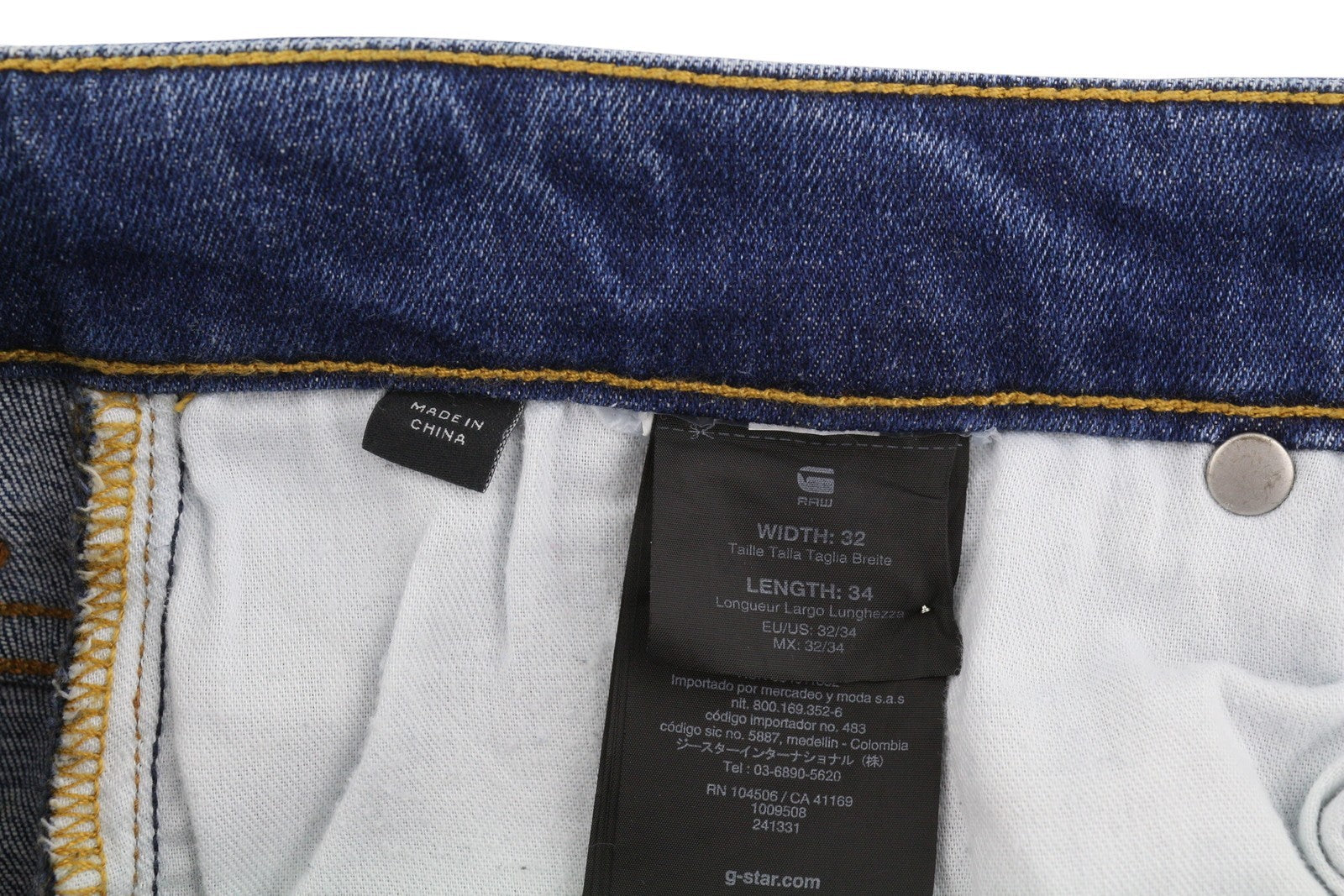 G-STAR 3301 Skinny Men Jeans W32/L34 Blue Whiskers Faded Stretch Denim