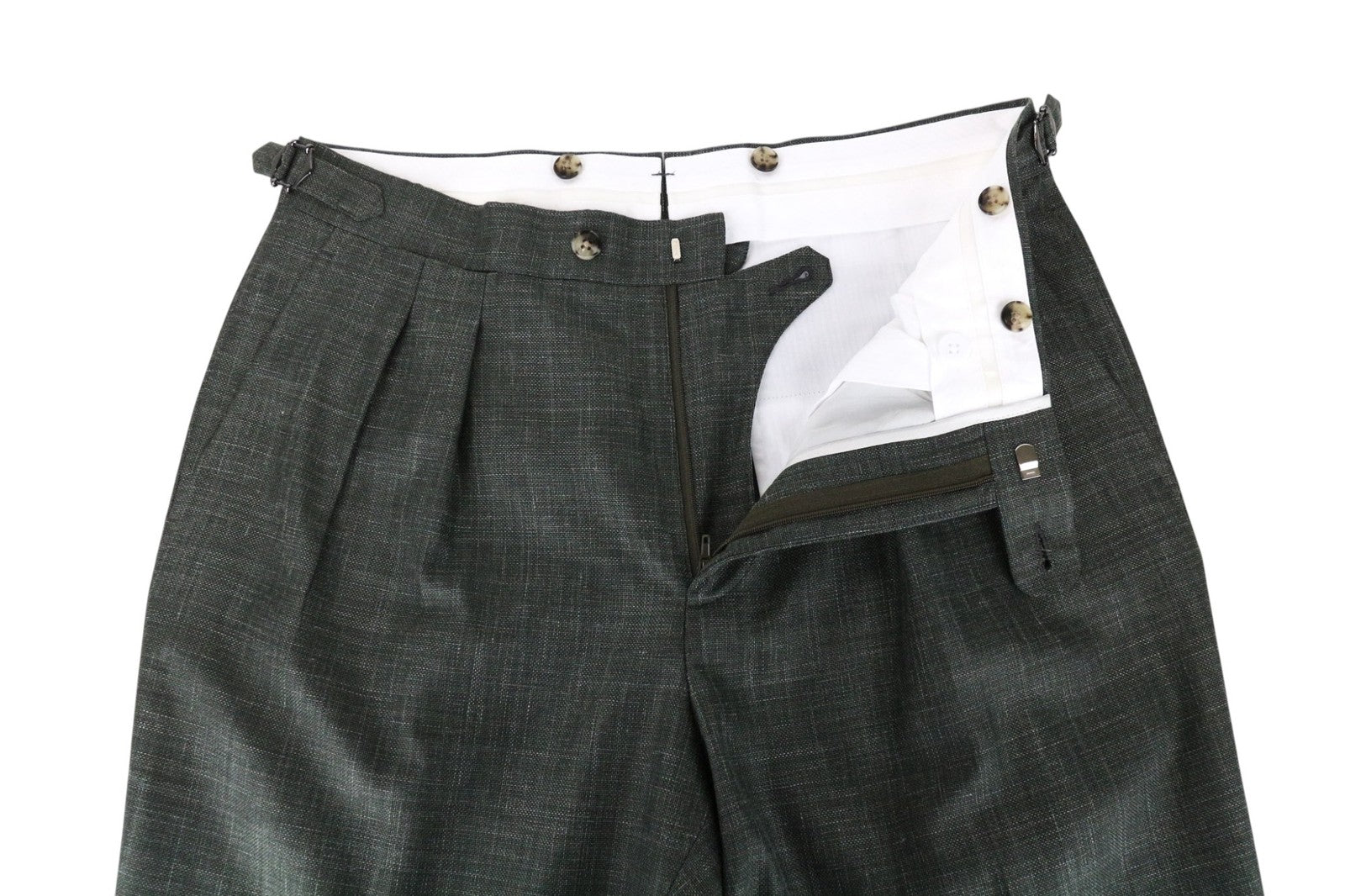SUITSUPPLY La Spalla Men Suit UK38L Single-Breast Green Wool Silk Linen 2 Piece