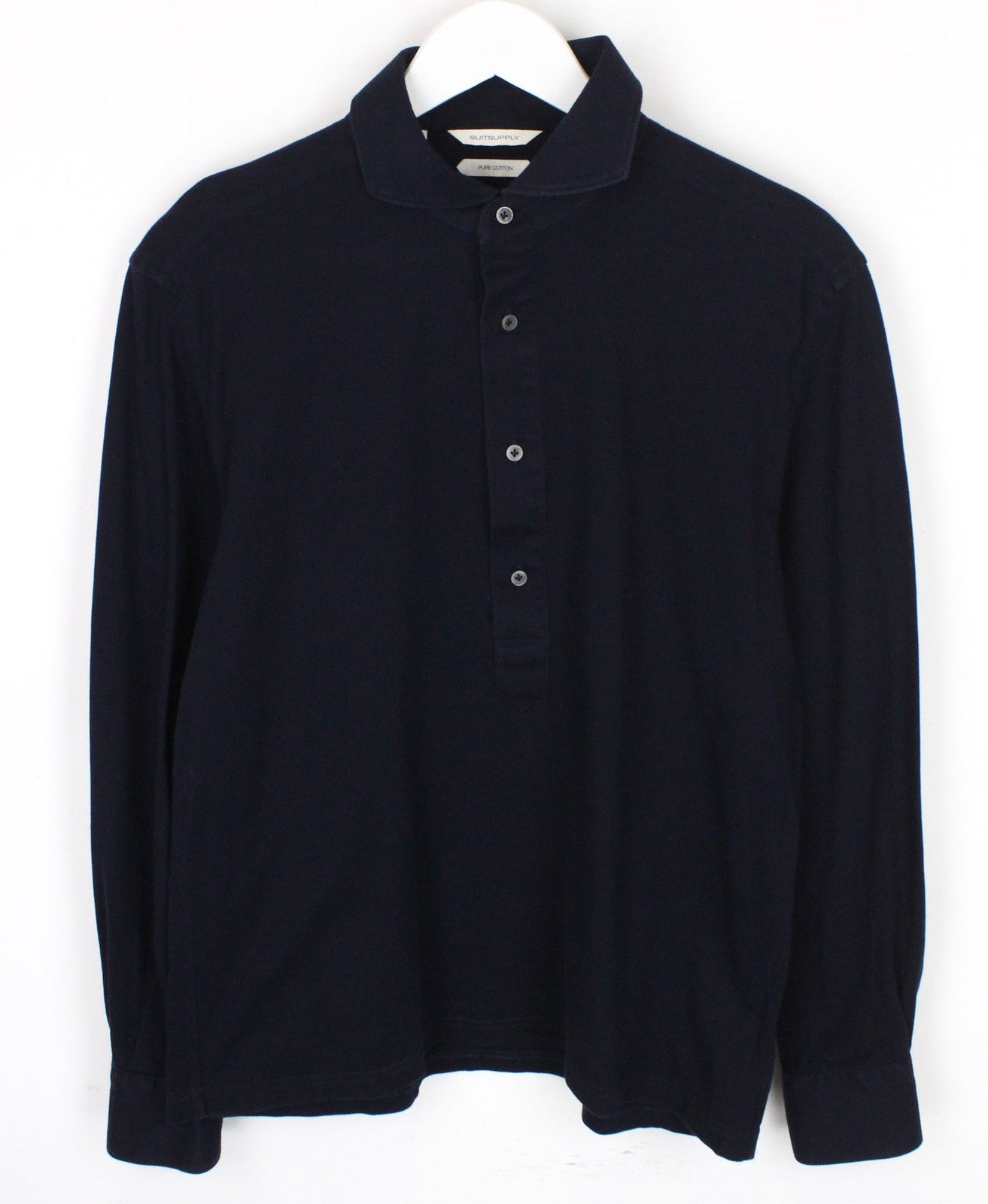 SUITSUPPLY Men T-Shirt 37/38/14 1/2/15 Extra Slim Pure Cotton Navy Blue Polo