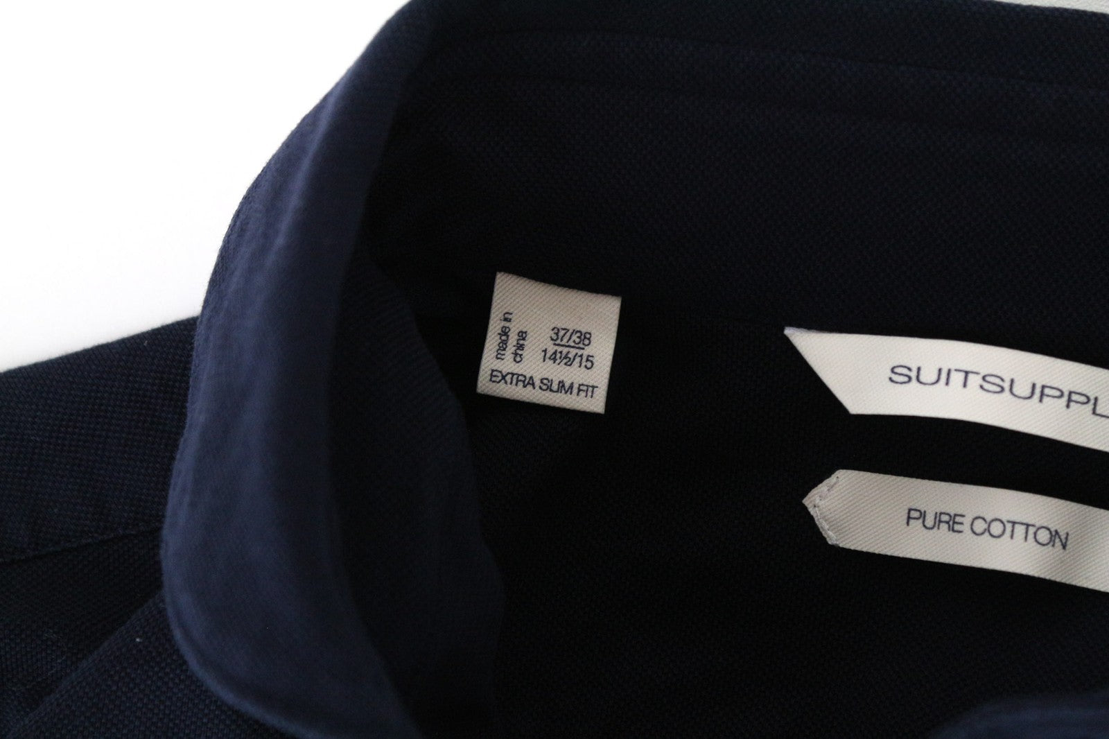 SUITSUPPLY Men T-Shirt 37/38/14 1/2/15 Extra Slim Pure Cotton Navy Blue Polo