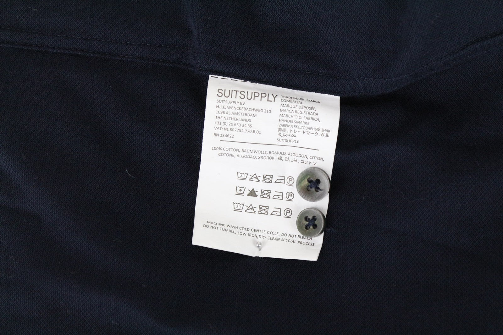 SUITSUPPLY Men T-Shirt 37/38/14 1/2/15 Extra Slim Pure Cotton Navy Blue Polo