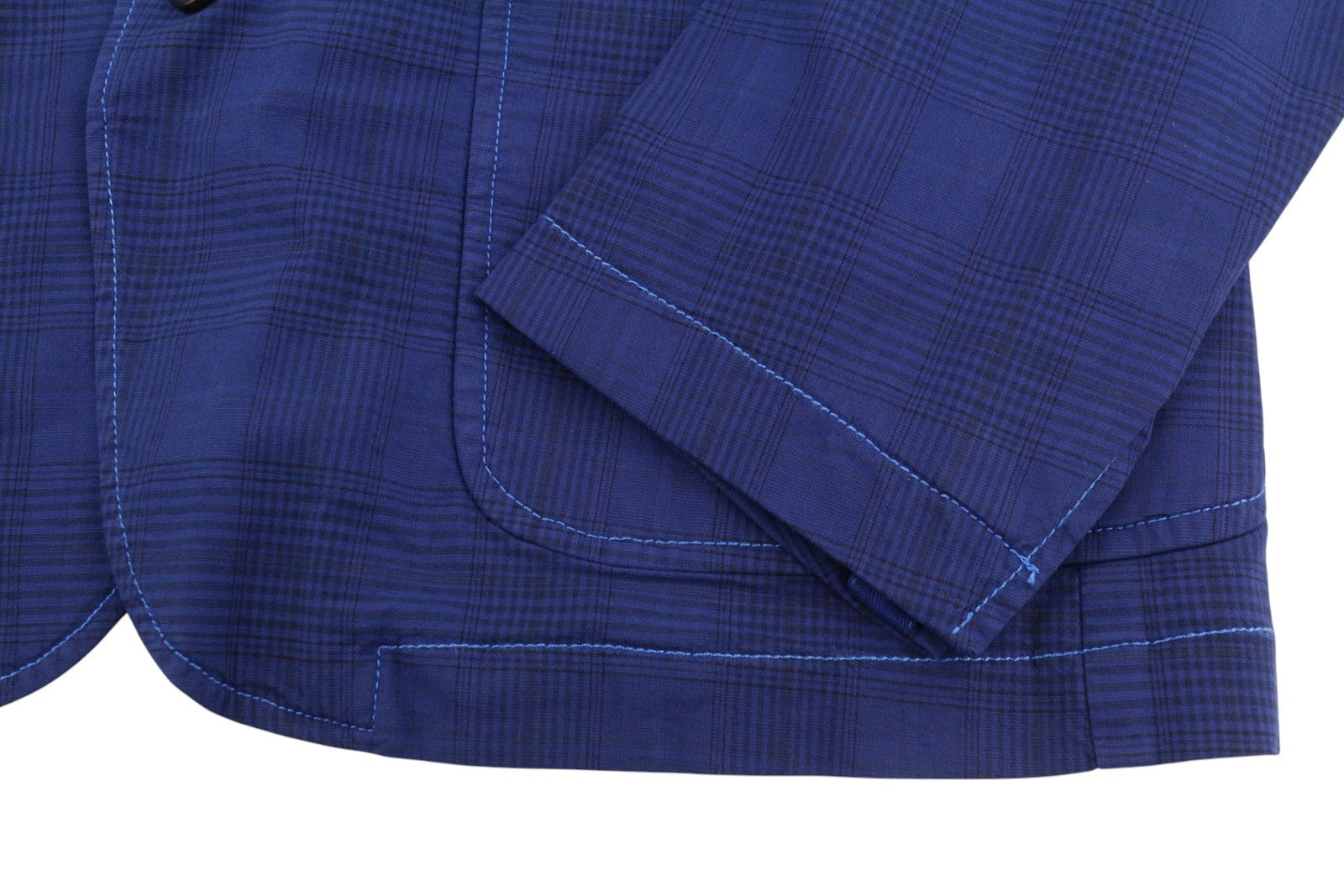 SCOTCH & SODA Men Blazer M Blue Plaid Half Lined Notch Lapel Single Breasted