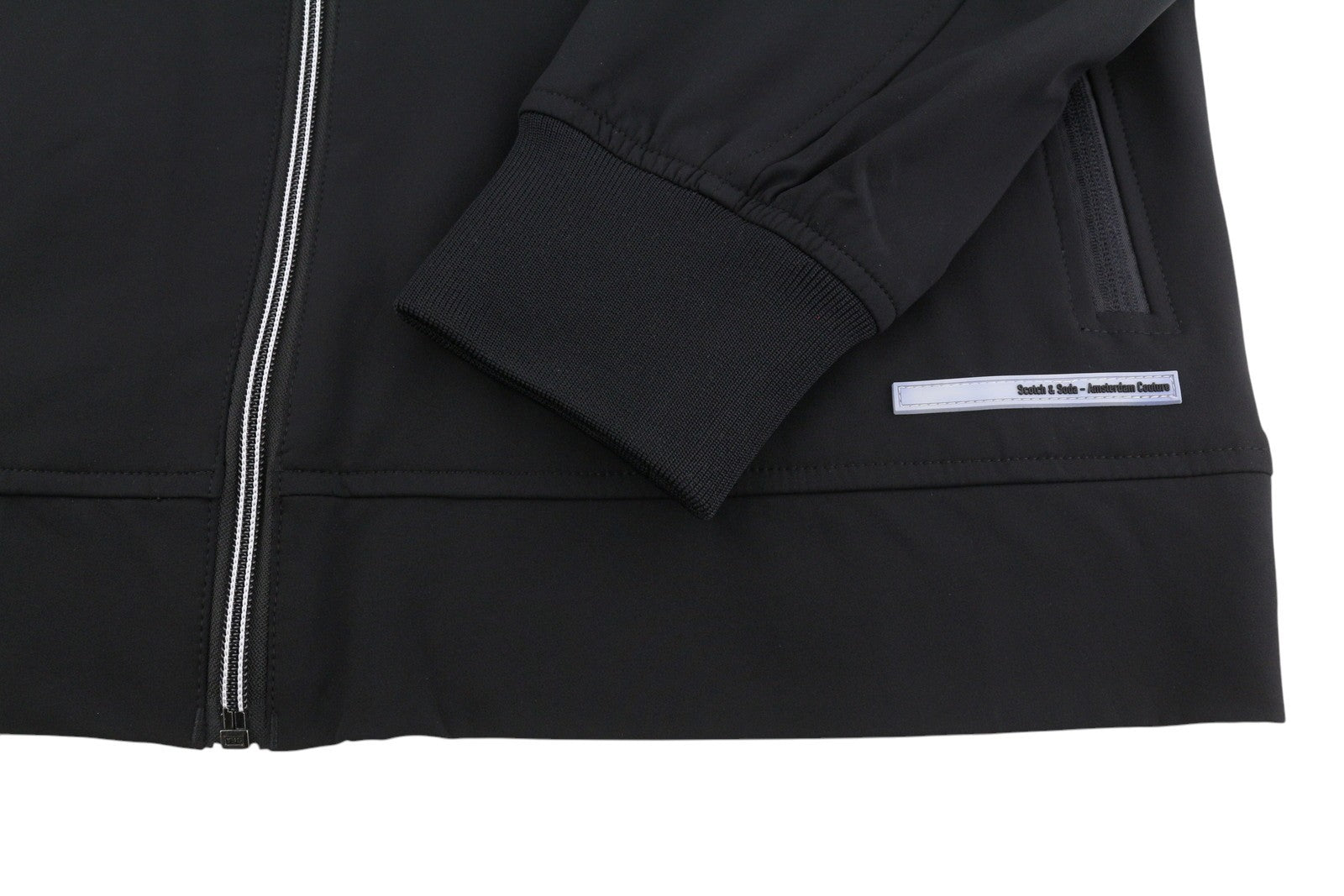SCOTCH & SODA Men Jacket L Black Lined Hooded Full Zip Lightweight Bomber
