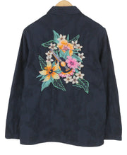 SCOTCH & SODA Men Jacket M Blue Embroidered Floral Print Button Up Lightweight