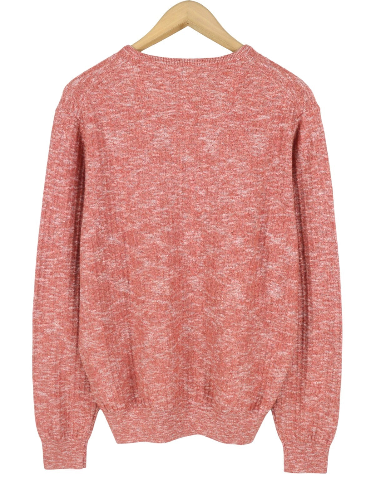 BLUE FIELDS Men Jumper L Red Melange Tight Knit V-Neck Pull On