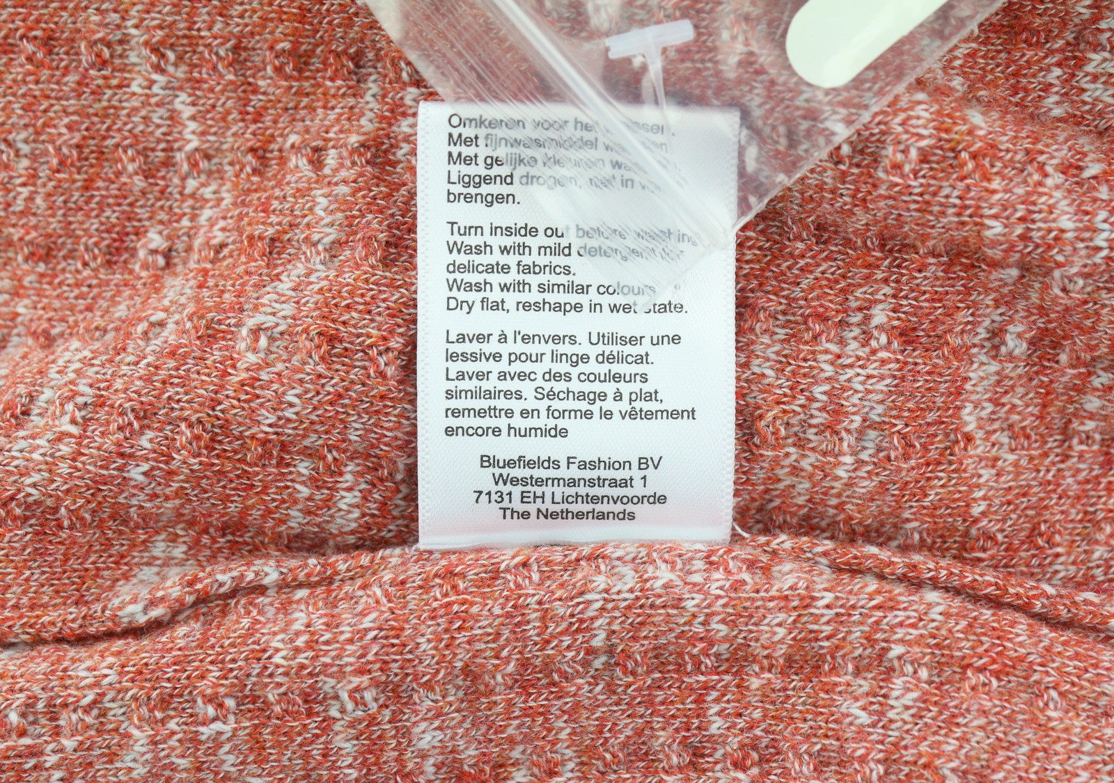 BLUE FIELDS Men Jumper L Red Melange Tight Knit V-Neck Pull On