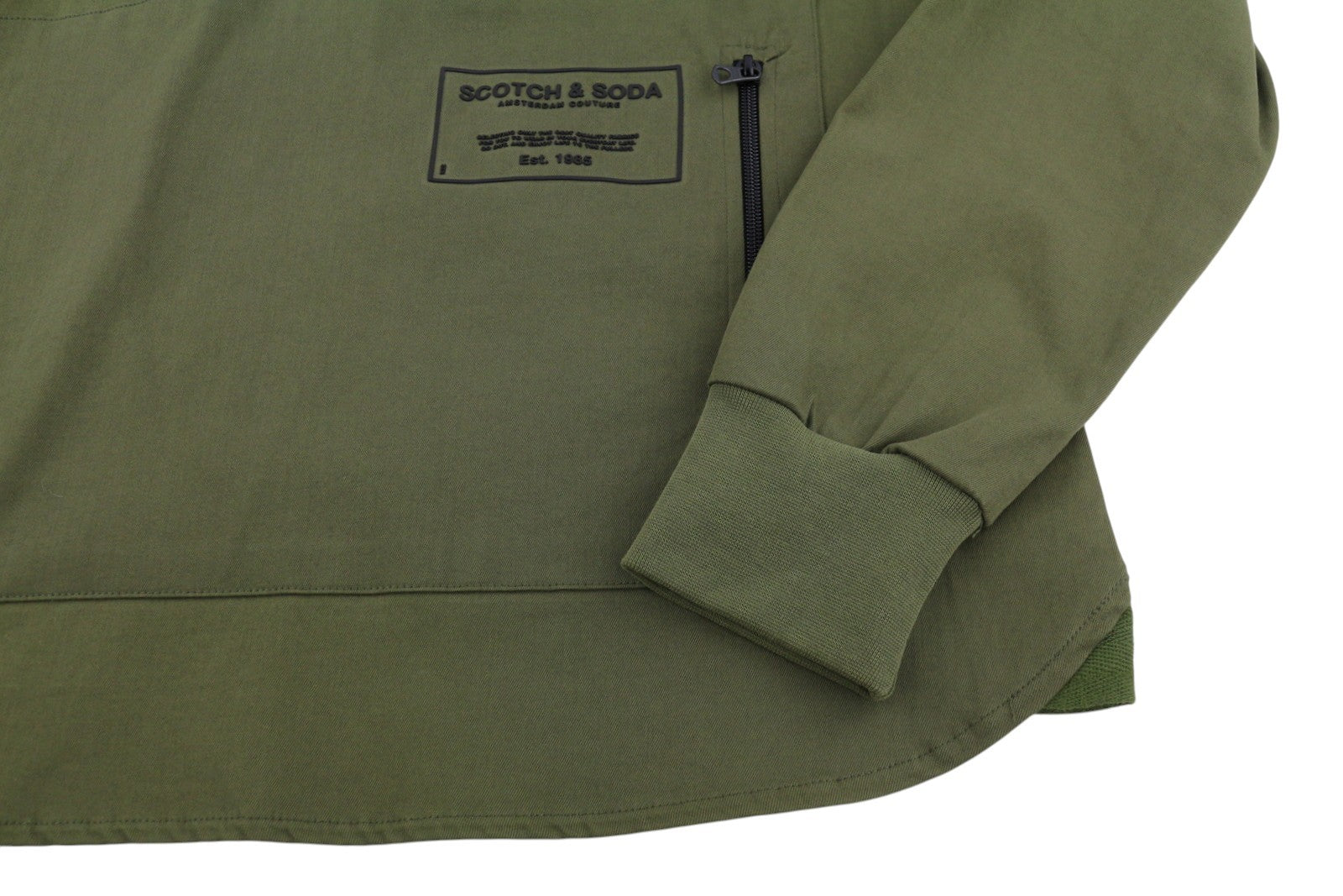 SCOTCH & SODA Men Jacket M Khaki Green Half Zip Hooded Lightweight Anorak