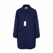 SCOTCH & SODA Men Jacket L Dark Blue Button Up Spread Mid Length Trench Coat