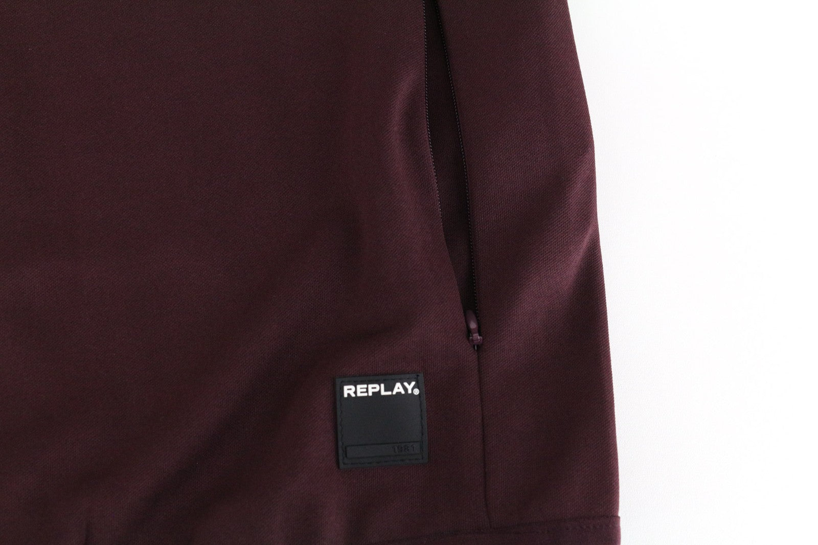 REPLAY Limited Edition Men Sweatshirt XL Burgundy Red Zip Up Long Sleeve Casual