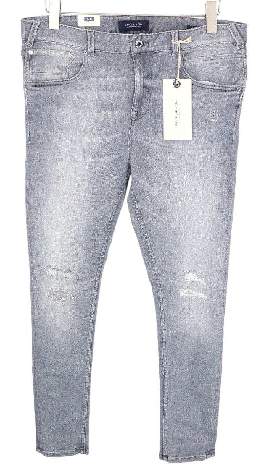 SCOTCH & SODA Dart Men Jeans W32/L32 Super Skinny Fit Grey Wash Distressed