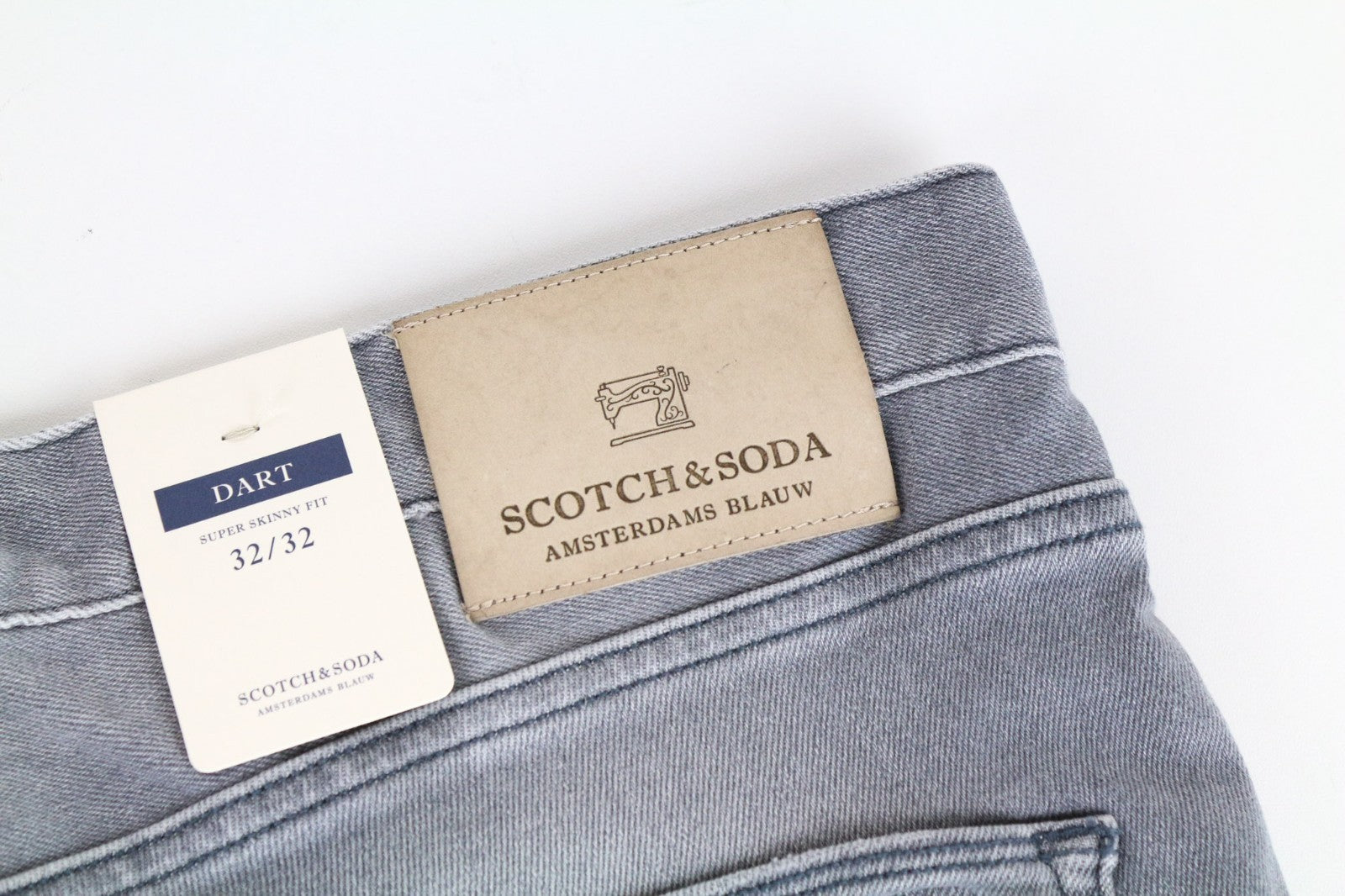 SCOTCH & SODA Dart Men Jeans W32/L32 Super Skinny Fit Grey Wash Distressed