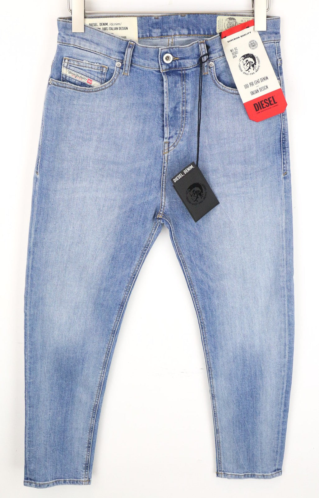 DIESEL D-Vider 081AL Men Jeans W28/L30 Carrot Fit Washed Cotton Stretch Blue