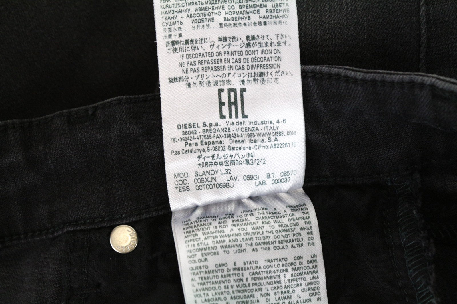 DIESEL Slandy 069GI Women Jeans W24/L32 Girls Super Slim Skinny Stretch Black