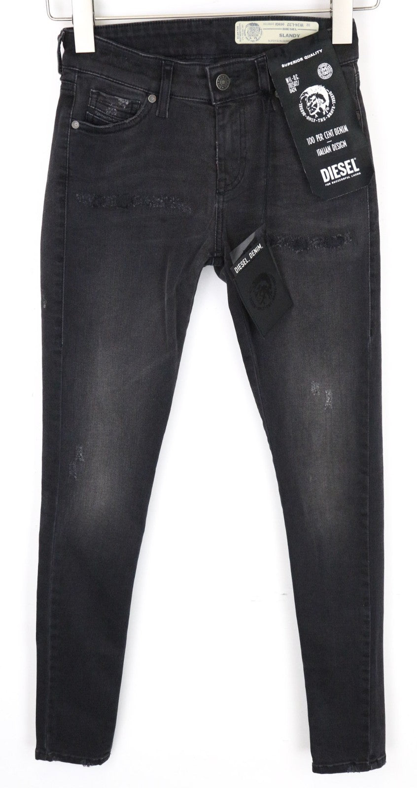 DIESEL Slandy 069GI Women Jeans W24/L32 Girls Super Slim Skinny Stretch Black
