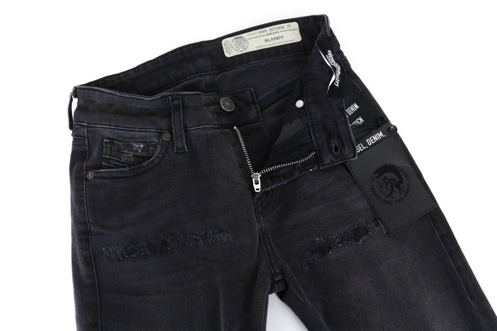 DIESEL Slandy 069GI Women Jeans W24/L32 Girls Super Slim Skinny Stretch Black