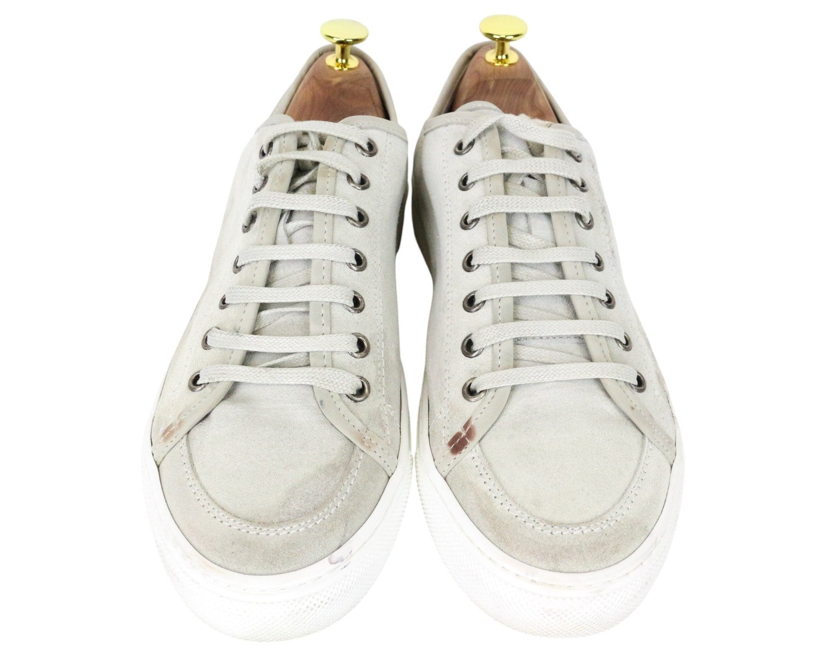 SUITSUPPLY Men Trainers EU41 Grey Beige Laced Suede Low-Top Casual Sneakers