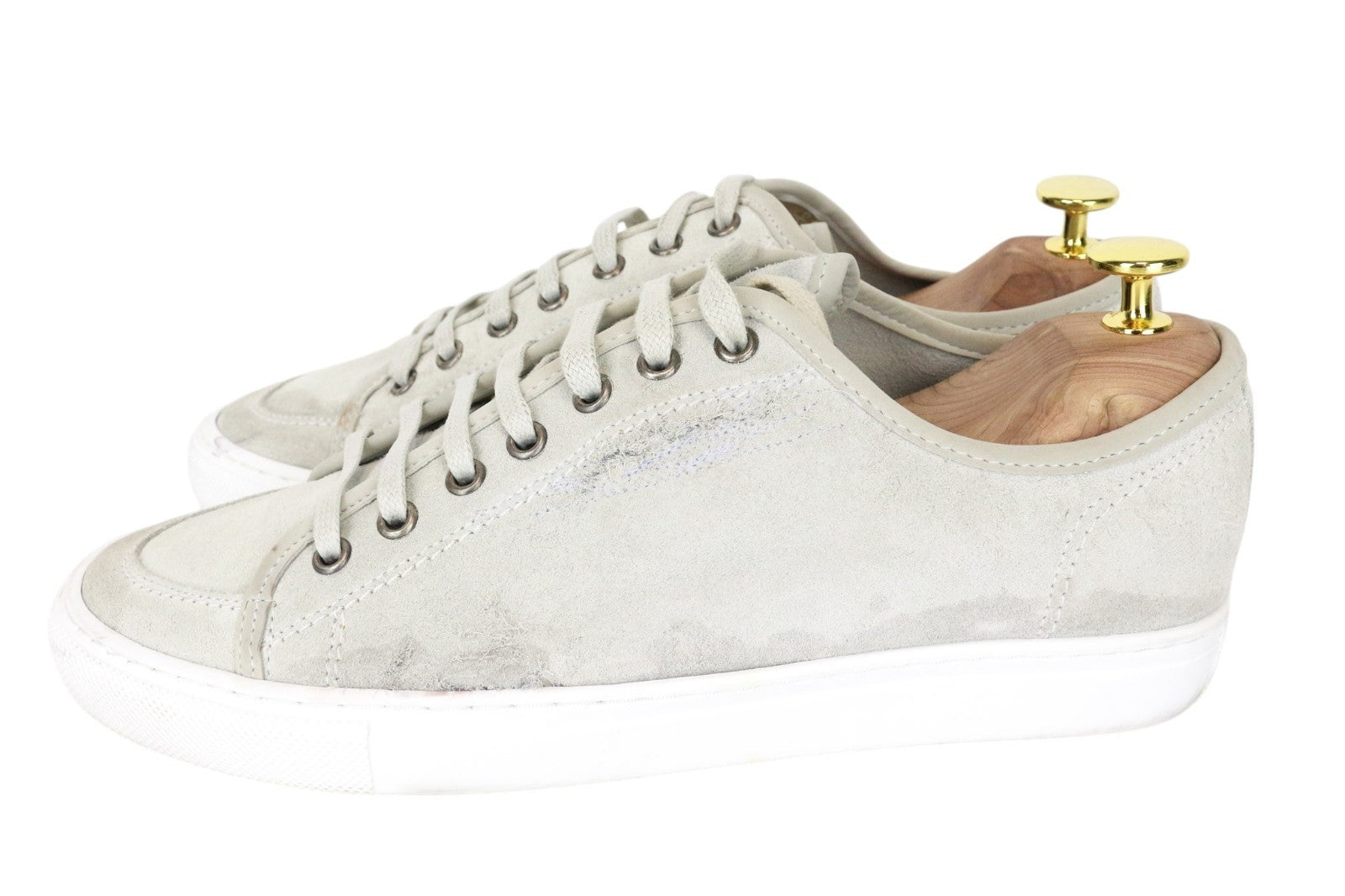 SUITSUPPLY Men Trainers EU41 Grey Beige Laced Suede Low-Top Casual Sneakers