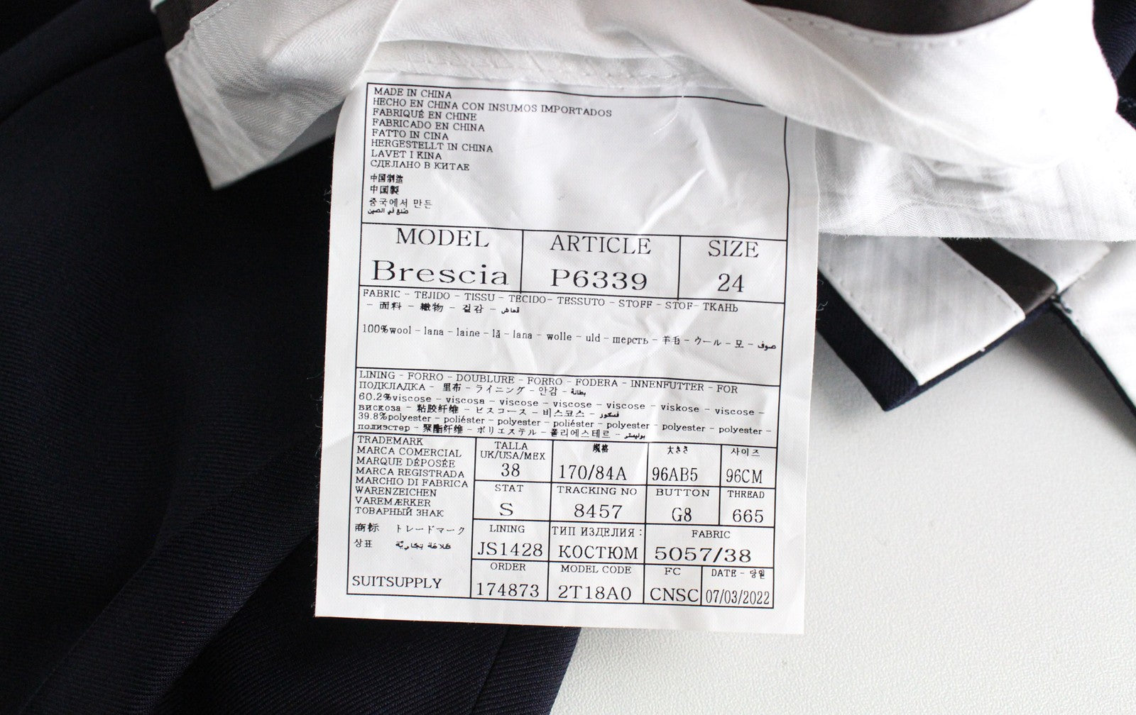 SUITSUPPLY Napoli Men Suit UK36R Single-Breasted Classic Blue Pure Wool 2 Piece