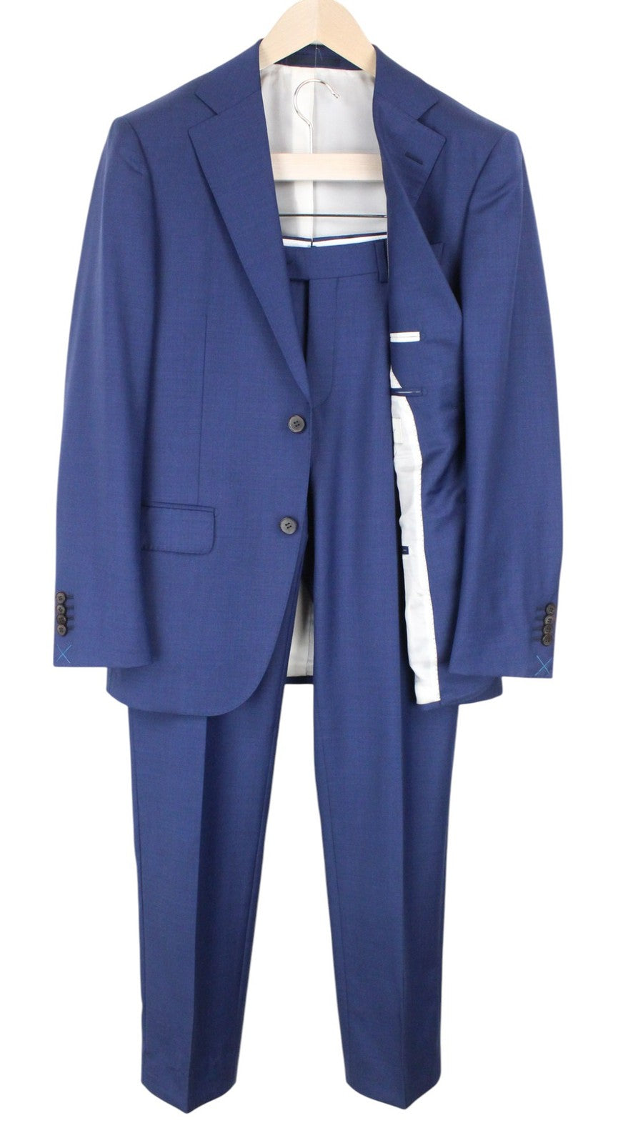 SUITSUPPLY Napoli Men Suit UK36R Classic Blue Pure Wool Super 110's 2 Piece