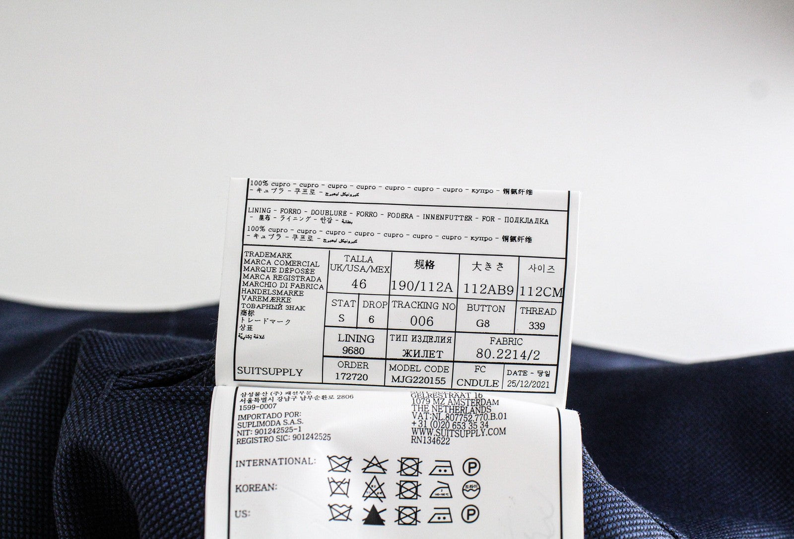 SUITSUPPLY Sienna Men Suit UK46R Lined Formal Blue Wool Super 130's 3 Piece