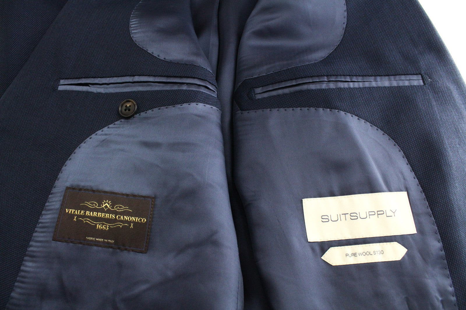 SUITSUPPLY Sienna Men Suit UK46R Lined Formal Blue Wool Super 130's 3 Piece