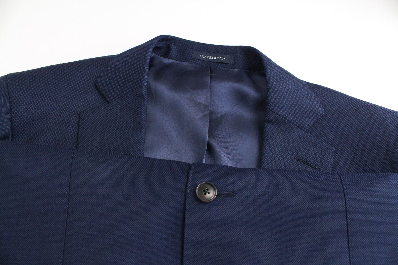 SUITSUPPLY Sienna Men Suit UK46R Lined Formal Blue Wool Super 130's 3 Piece